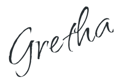 Gretha in cursive text